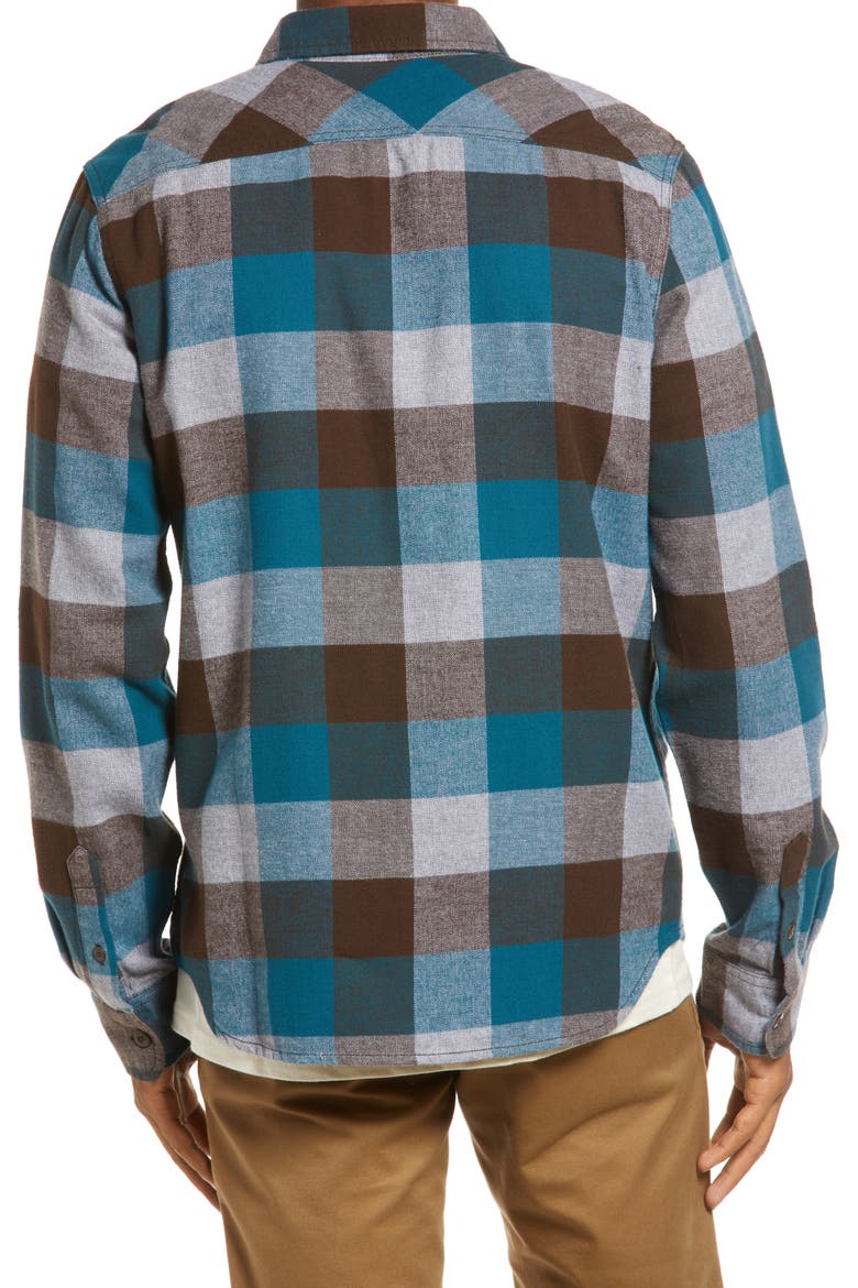 Men's Box Buffalo Check Flannel Button-Up Shirt, Alternate, color, DEMITASSE/BLUE CORAL