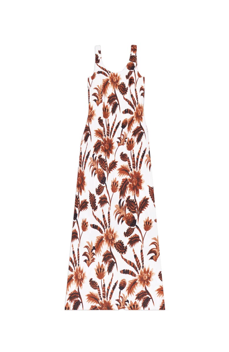 Ro&Zo Tropical Floral Linen Blend Dress, Alternate, color, Brown