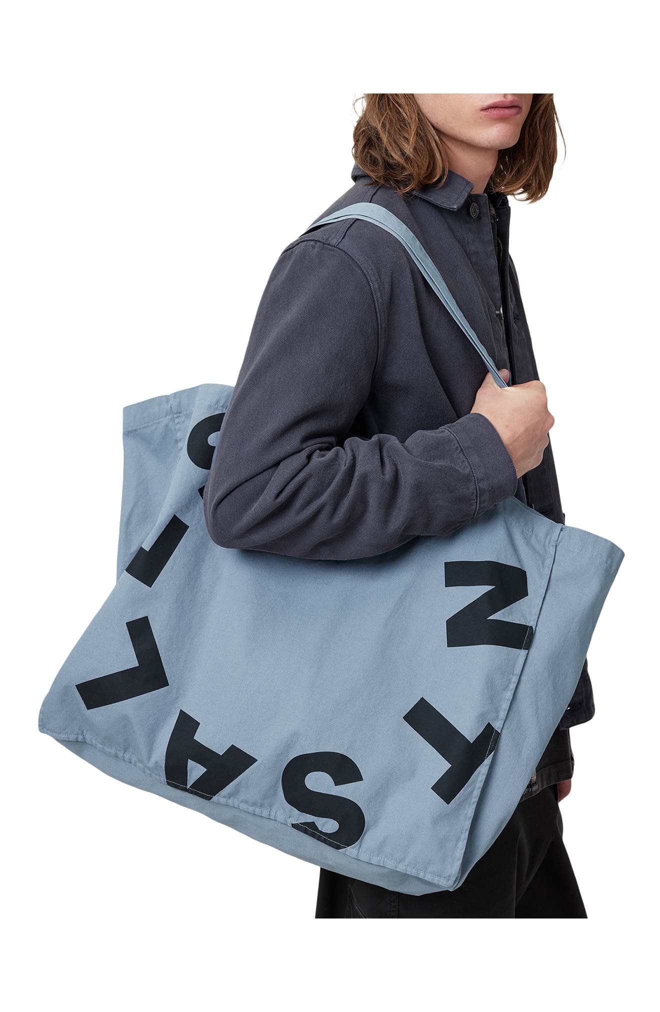 AllSaints Large Tierra Canvas Tote Bag, Alternate, color, Stonewash Blue