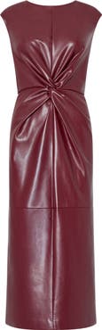 Milly Nat Twist Faux Leather Midi Dress