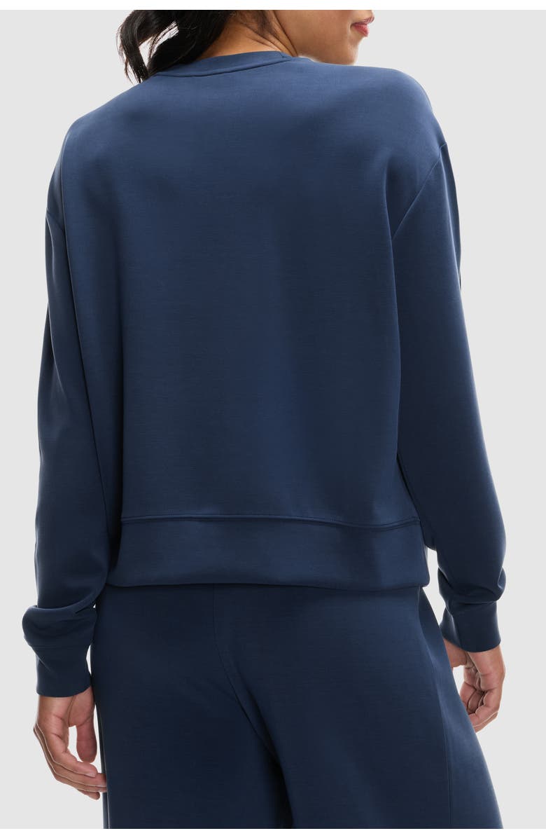 Peloton Washed Interlock Pintuck Crewneck, Alternate, color, Deep Navy