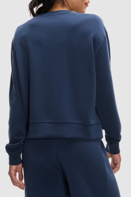 Peloton Washed Interlock Pintuck Crewneck In Deep Navy