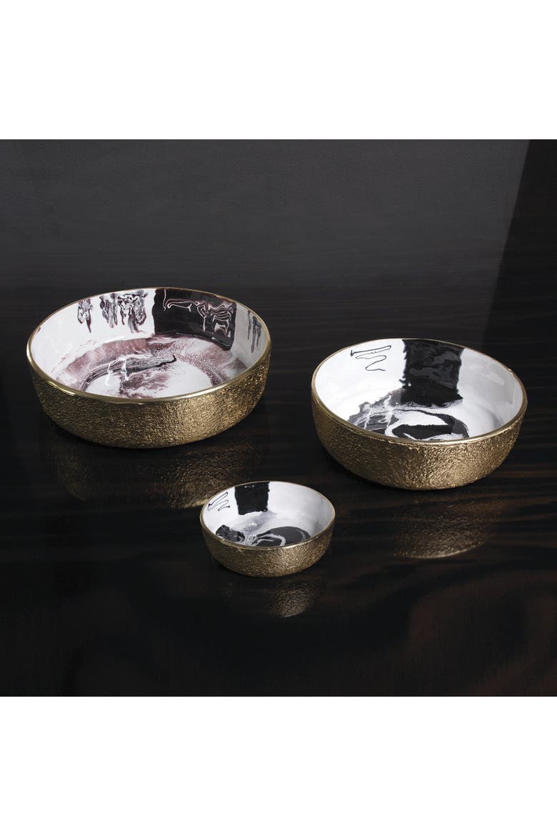 Bianco Nero Round Bowl, Alternate, color, White