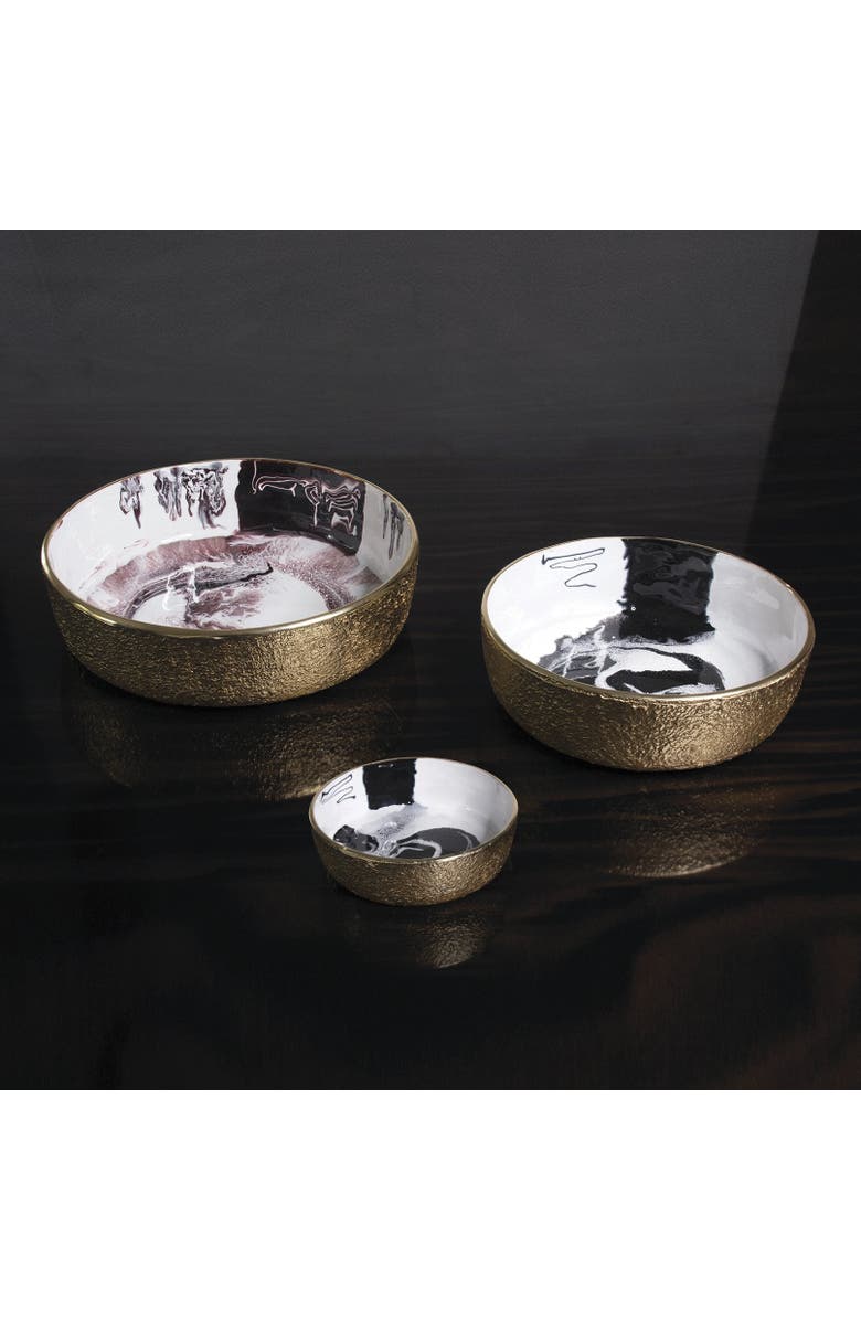 Lunares Bianco Nero Round Bowl, Alternate, color, White