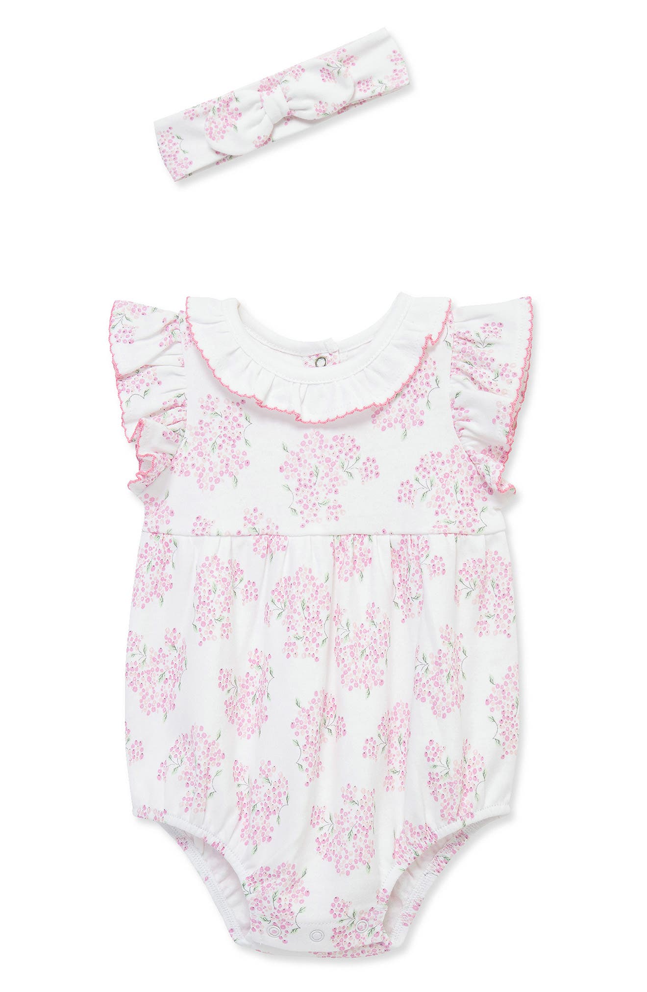 Little Me Hydrangea Knit Romper & Headband Set