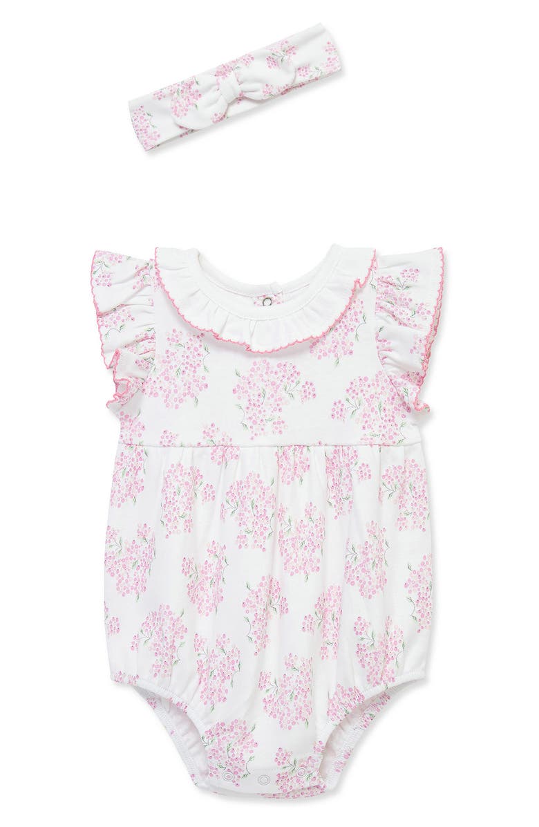 Little Me Hydrangea Knit Romper & Headband Set, Main, color, Floral