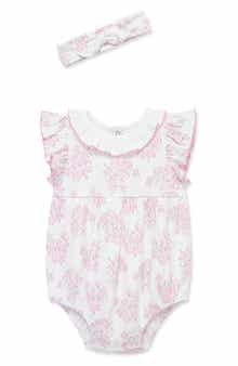 Little Me Hydrangea Knit Romper & Headband Set
