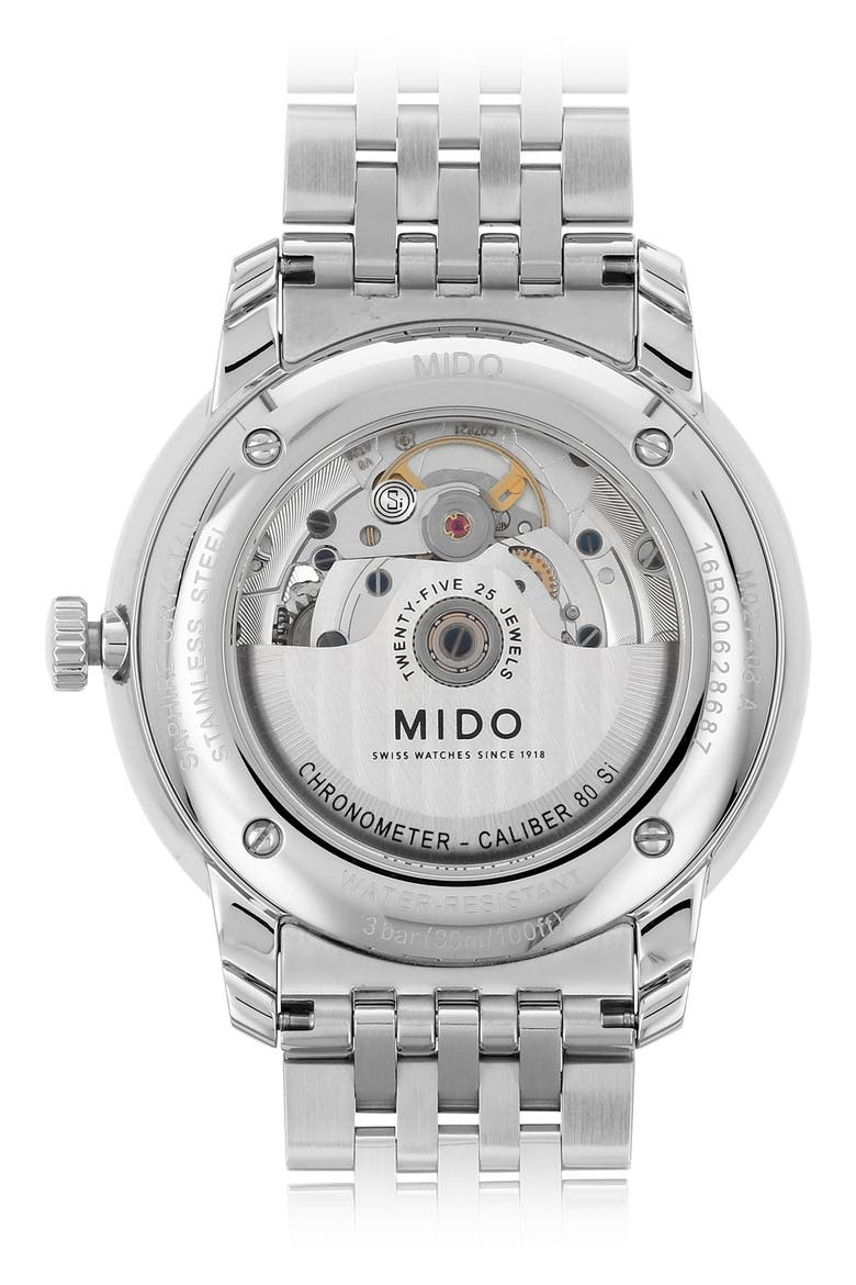 Baroncelli Automatic Watch, 40mm, Alternate, color, SILVER/ WHITE/ SILVER