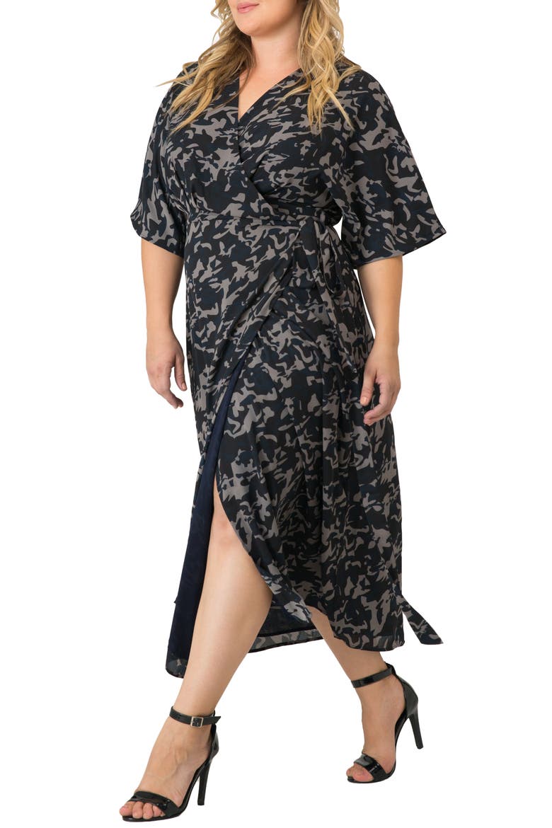 Short Sleeve Wrap Maxi Dress, Alternate, color, MIDNIGHT CAMO