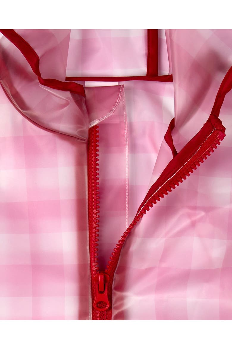 Kids Checkered Raincoat with Self-Storage Pouch, Alternate, color, Pink