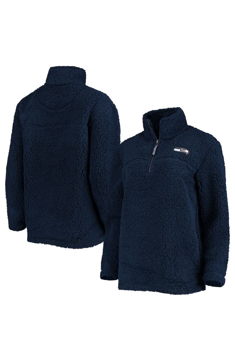 G-III 4HER BY CARL BANKS Women's G-III 4Her by Carl Banks College Navy Seattle Seahawks Sherpa Quarter-Zip Jacket, Main, color, Navy