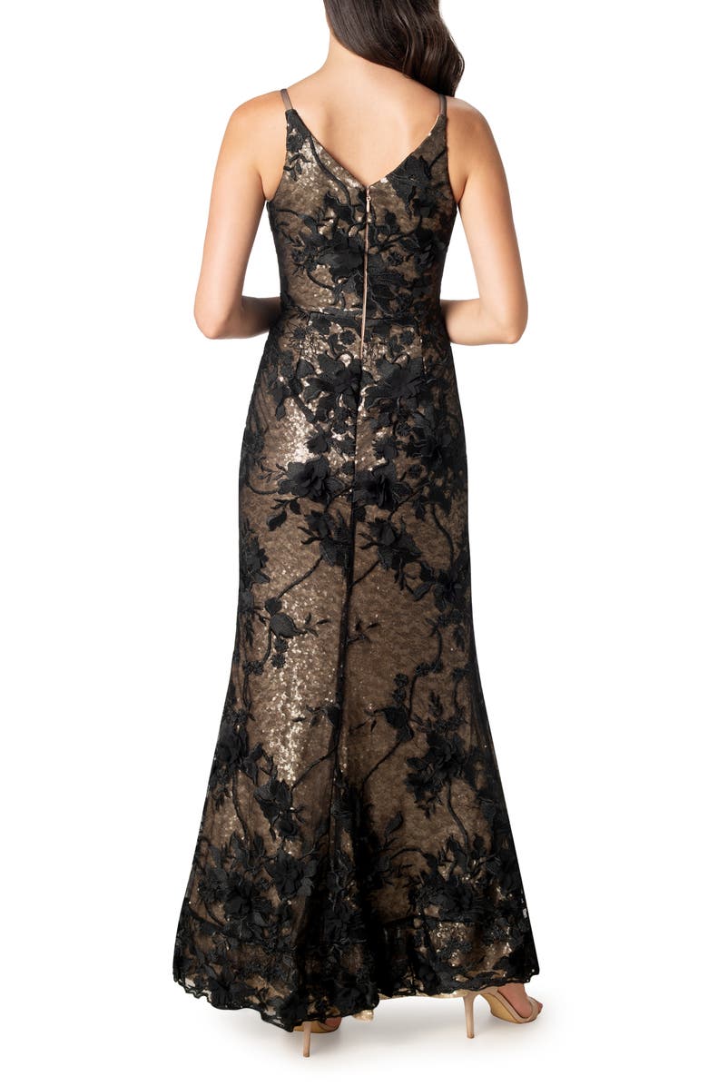 Dress the Population Sharon Floral Metallic Gown, Alternate, color,