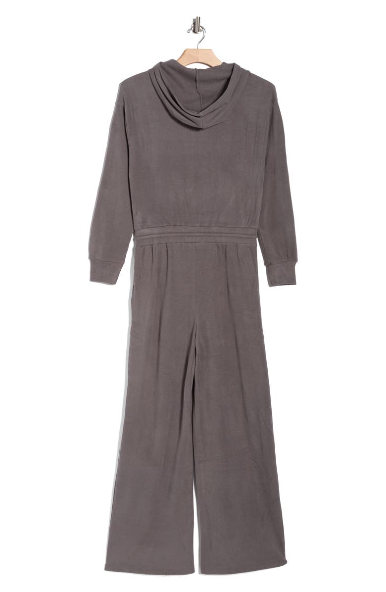 Madden Girl Hooded Henley Jumpsuit, Alternate, color, Charcoal