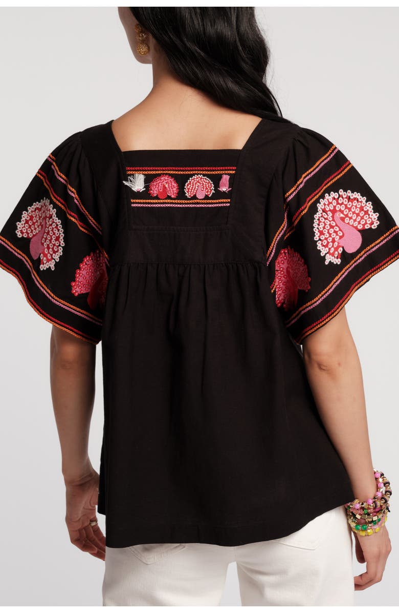 Frances Valentine Picnic Peacock Top, Alternate, color, Black/Multi