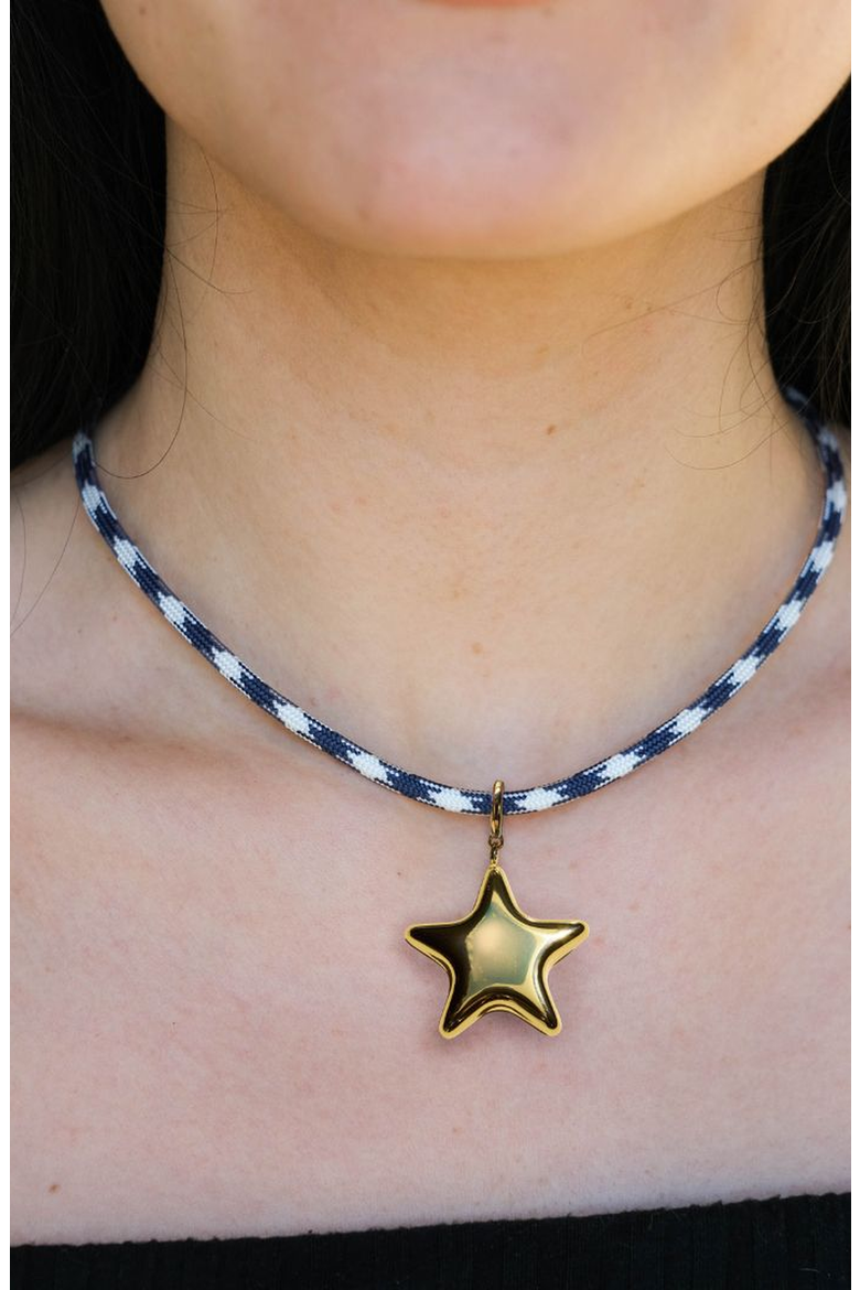 Minimalist Cord Necklace, Alternate, color, Navy & White / Silver