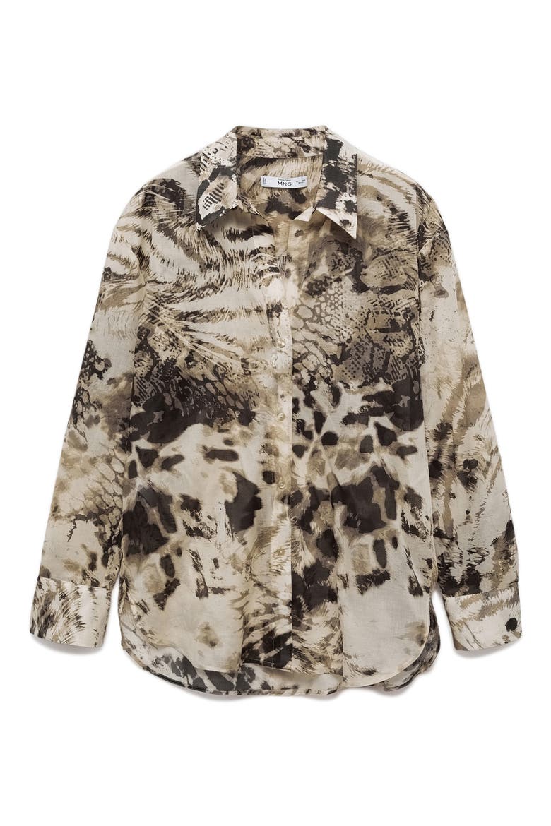 Semisheer Button-Up Shirt, Alternate, color, ECRU