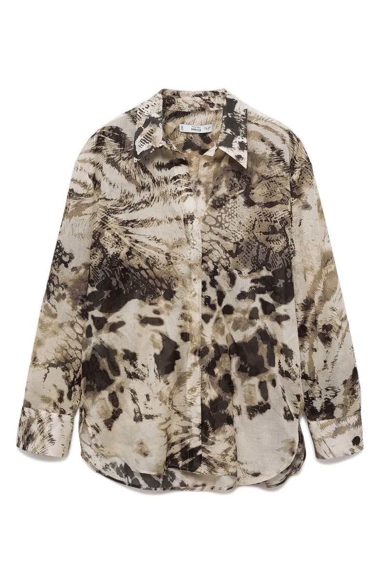 MANGO Semisheer Button-Up Shirt, Alternate, color, 