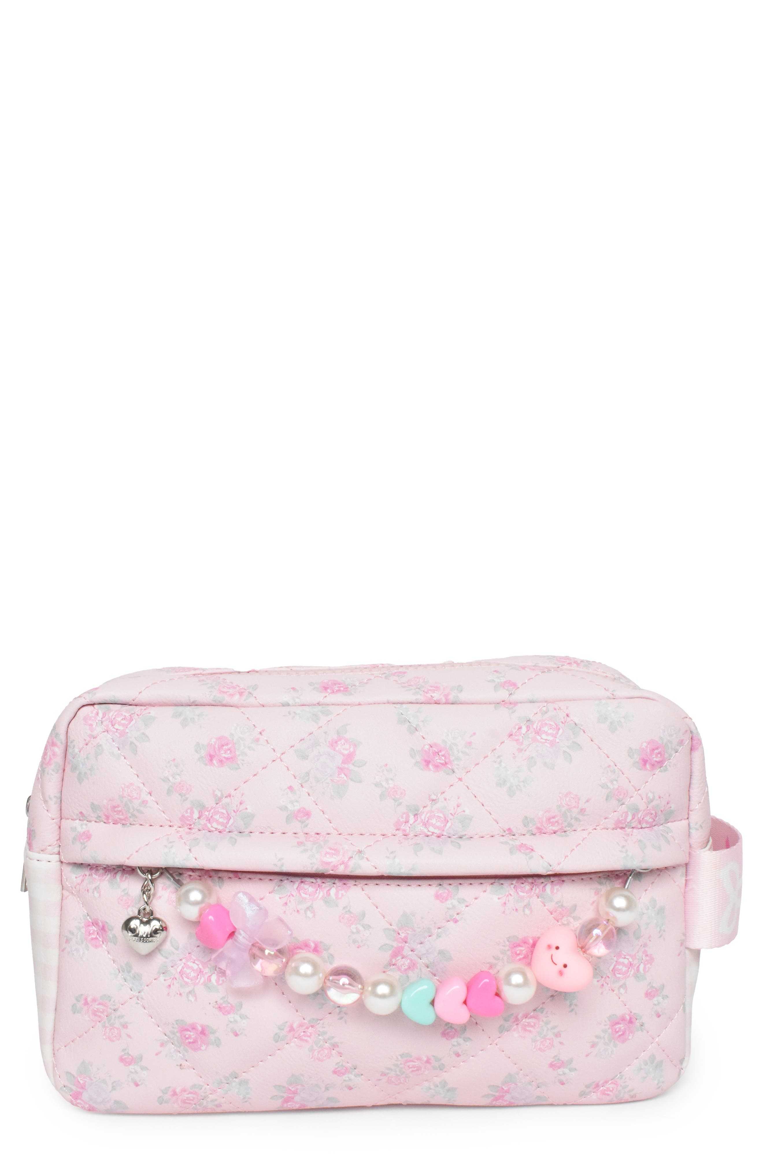 Omg Accessories Kids' Floral Quilted Cosmetic Bag In Pink