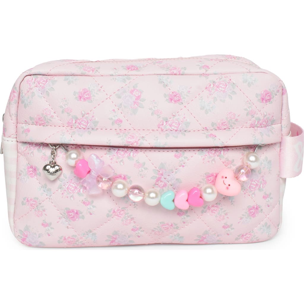 Omg Accessories Kids' Floral Quilted Cosmetic Bag In Pink