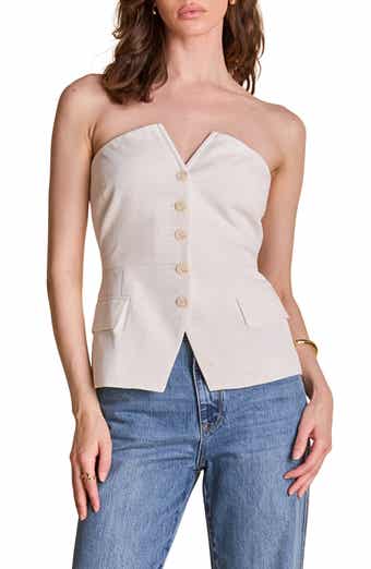 Button Front Strapless Top