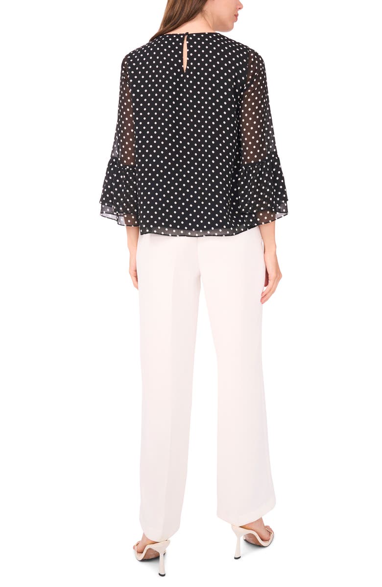 Halogen<sup>®</sup> Polka Dot Ruffle Cuff Top, Alternate, color, Rich Black