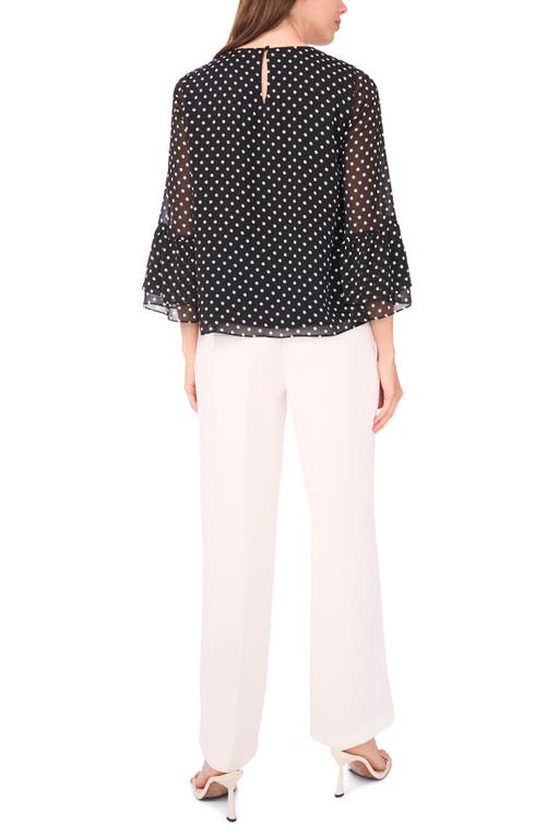 Halogenr Halogen(r) Polka Dot Ruffle Cuff Top In Black