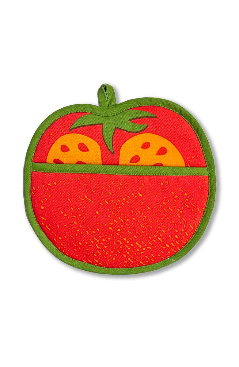 The Neighborgoods Tomato Tea Towel and Pot Holder Set, Alternate, color, Red