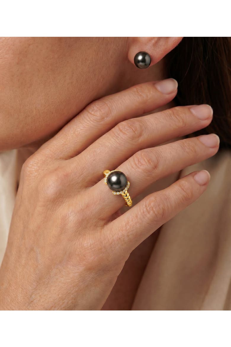 Tahitian South Sea Pearl & Diamond Jackie Ring, Alternate, color, Yellow Gold