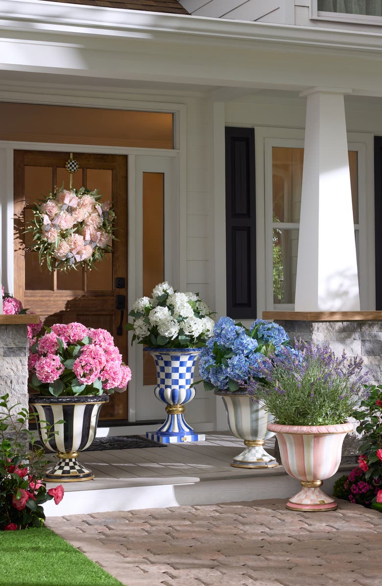 MACKENZIE CHILDS Courtly Stripe Urn, Alternate, color, Black/ White