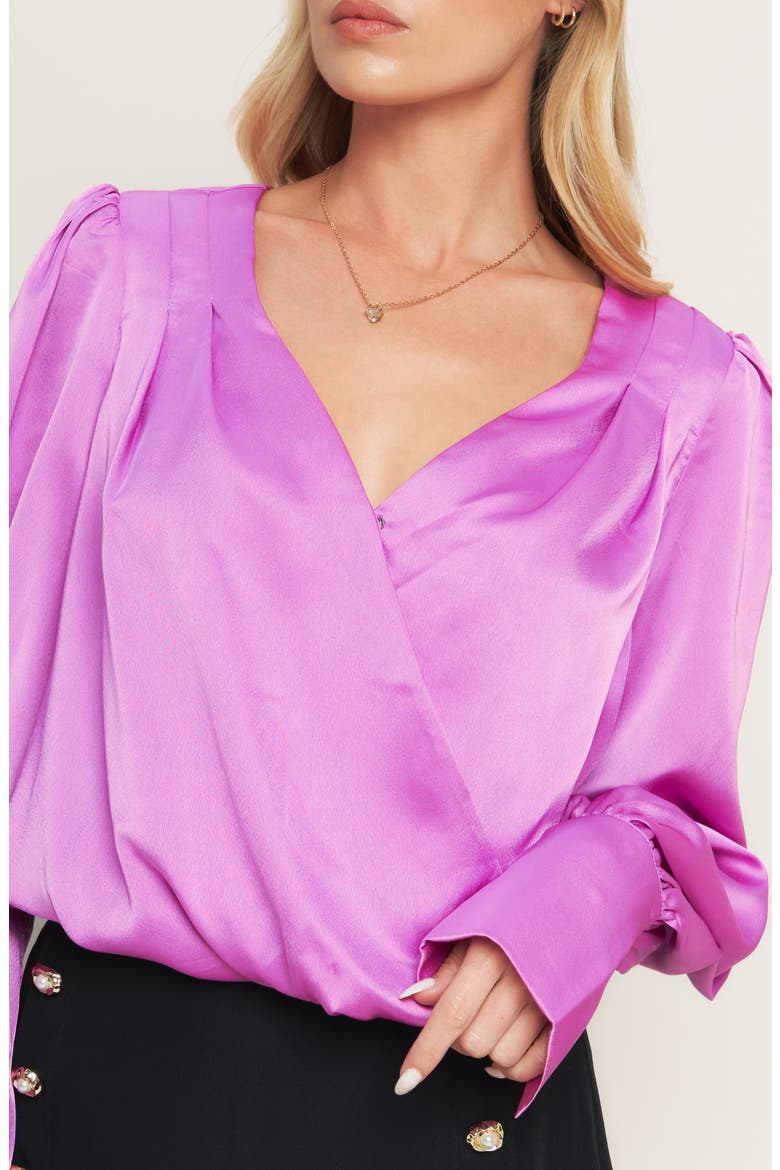 Long Sleeve Surplice Woven Top, Alternate, color, ORCHID