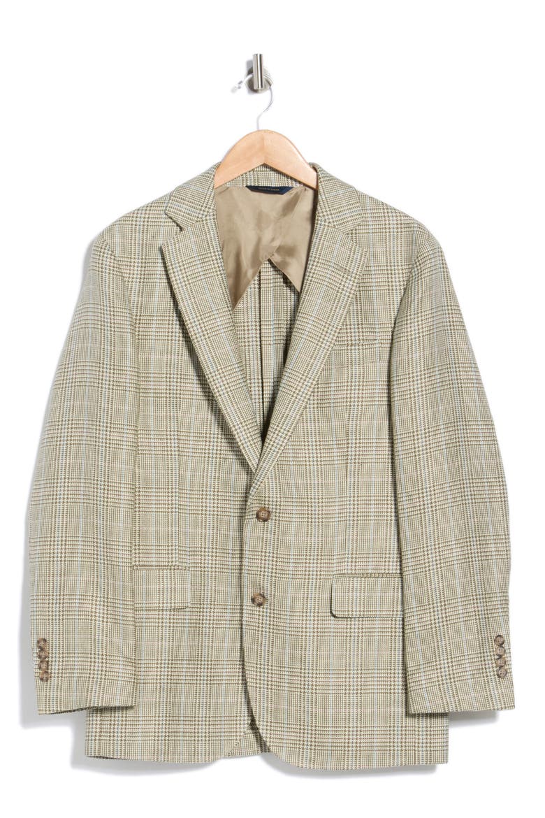 Linen & Wool Blend Two-Button Sport Coat, Alternate, color, BEIGE MULTI CHECK