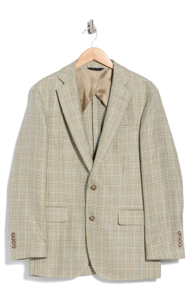 Brooks Brothers Linen & Wool Blend Two-Button Sport Coat, Main, color, Beige Multi Check