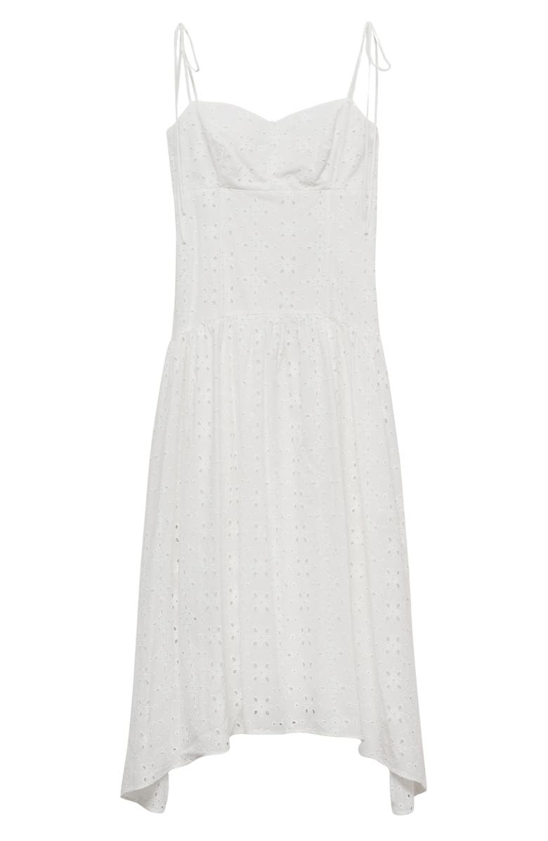 MANGO Cotton Eyelet Midi Dress, Alternate, color, White