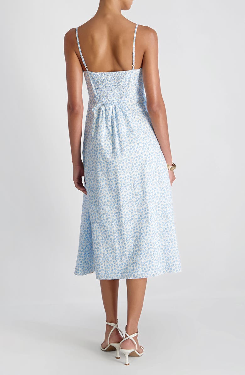 French Connection Rhodes Poplin Floral Print Midi Dress, Alternate, color, White-Poolside Blue