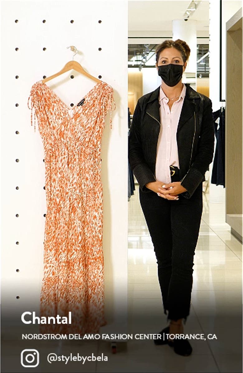 Abstract Swirl Print Tie Sleeve Dress, sales video thumbnail