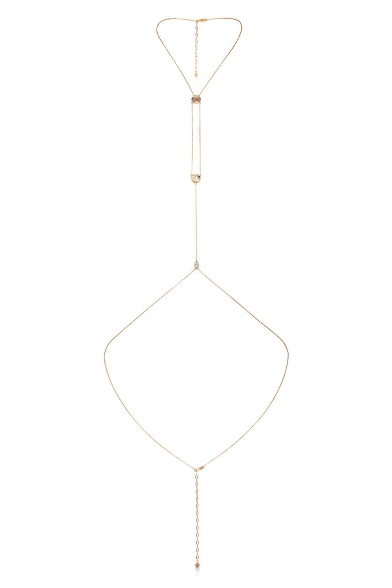 Dainty Shell Body Chain, Main, color, GOLD