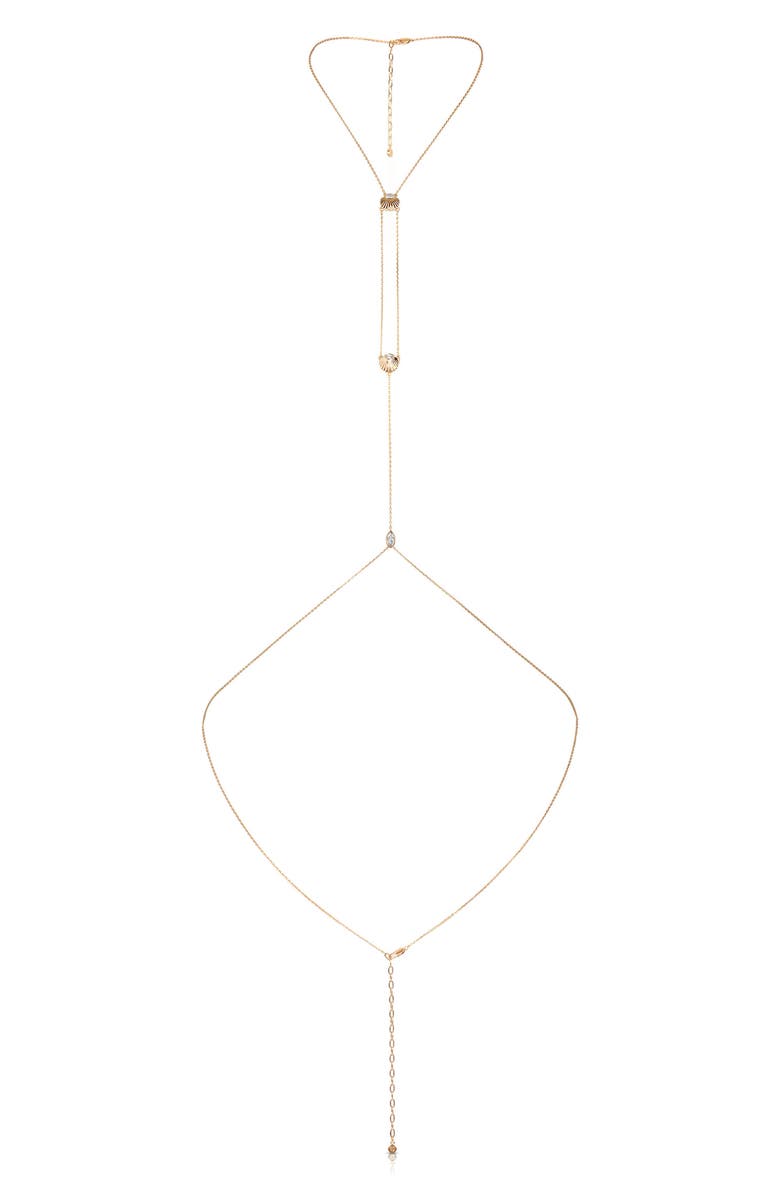 Ettika Dainty Shell Body Chain, Main, color, Gold