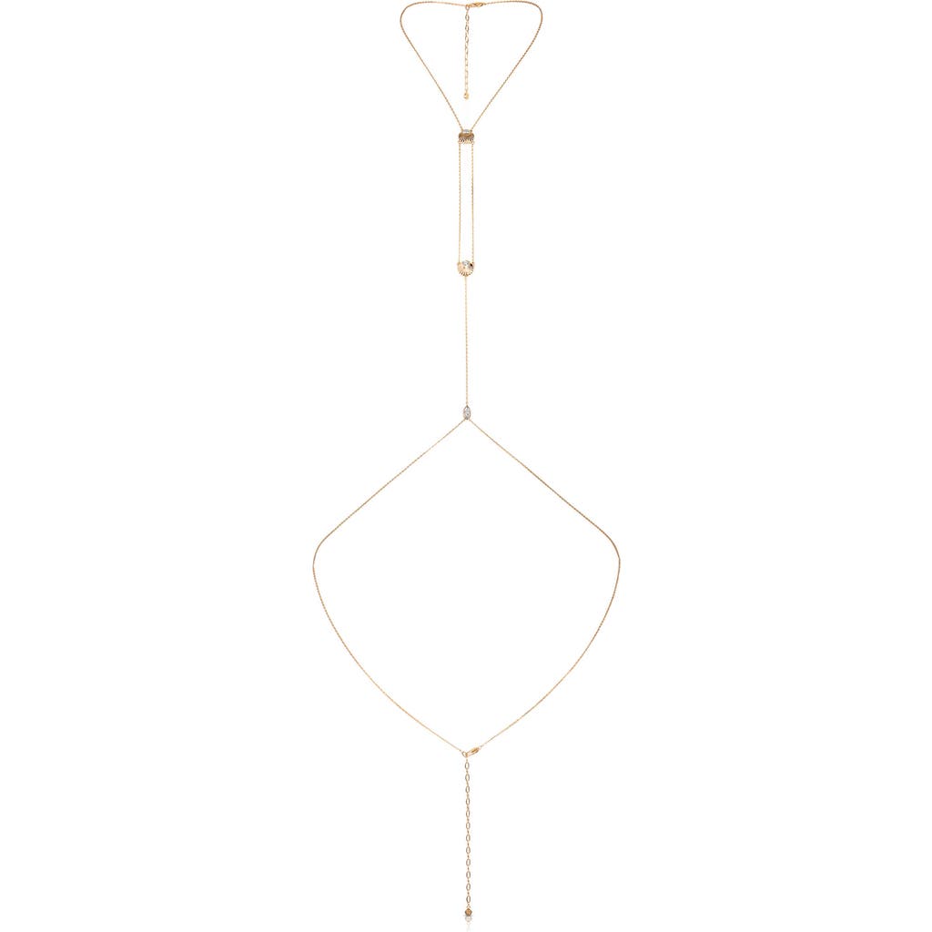 Ettika Cubic Zirconia Dainty Shell Body Chain In Gold