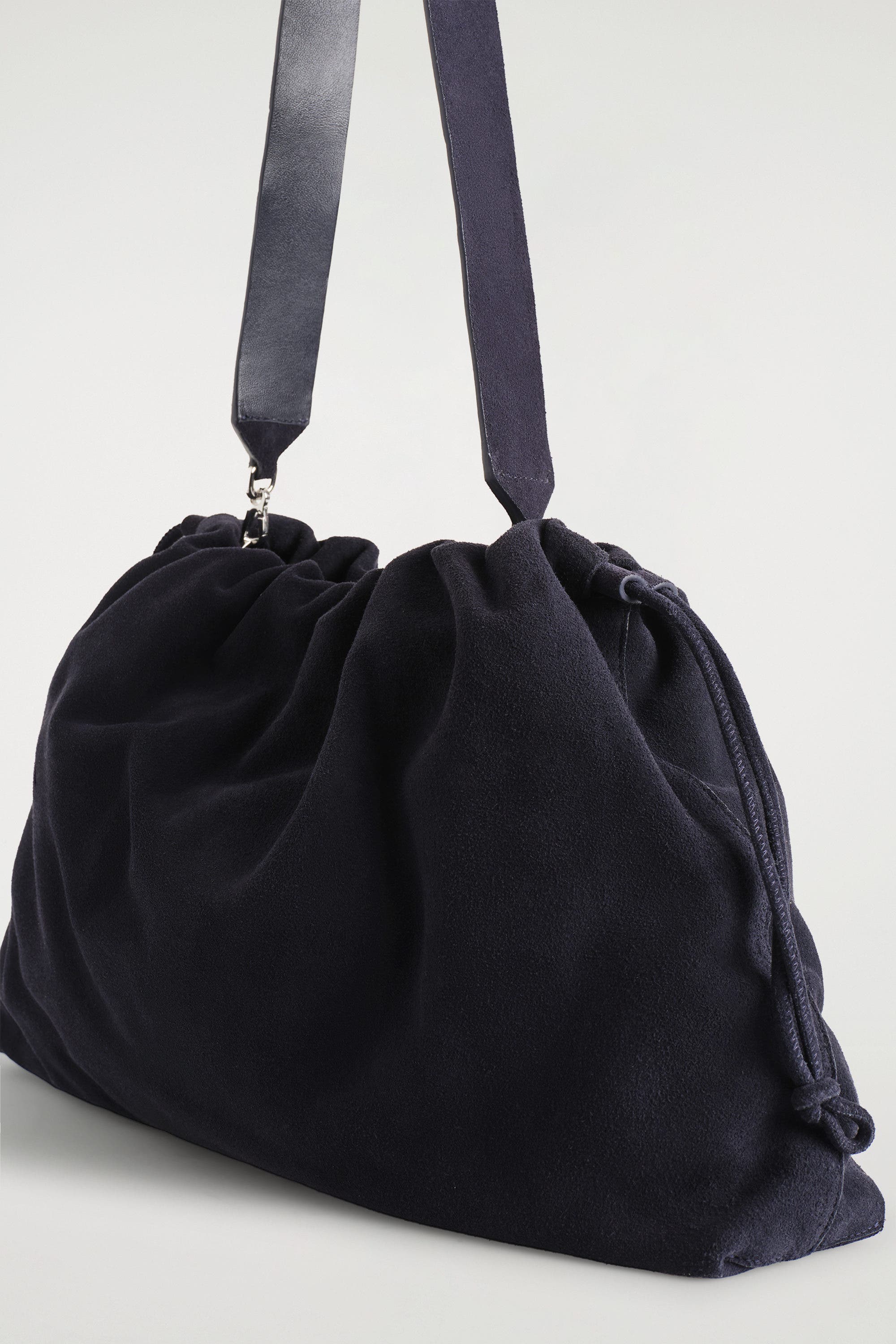 COS Cavatelli Clutch Bag - Suede, Alternate, color, Navy