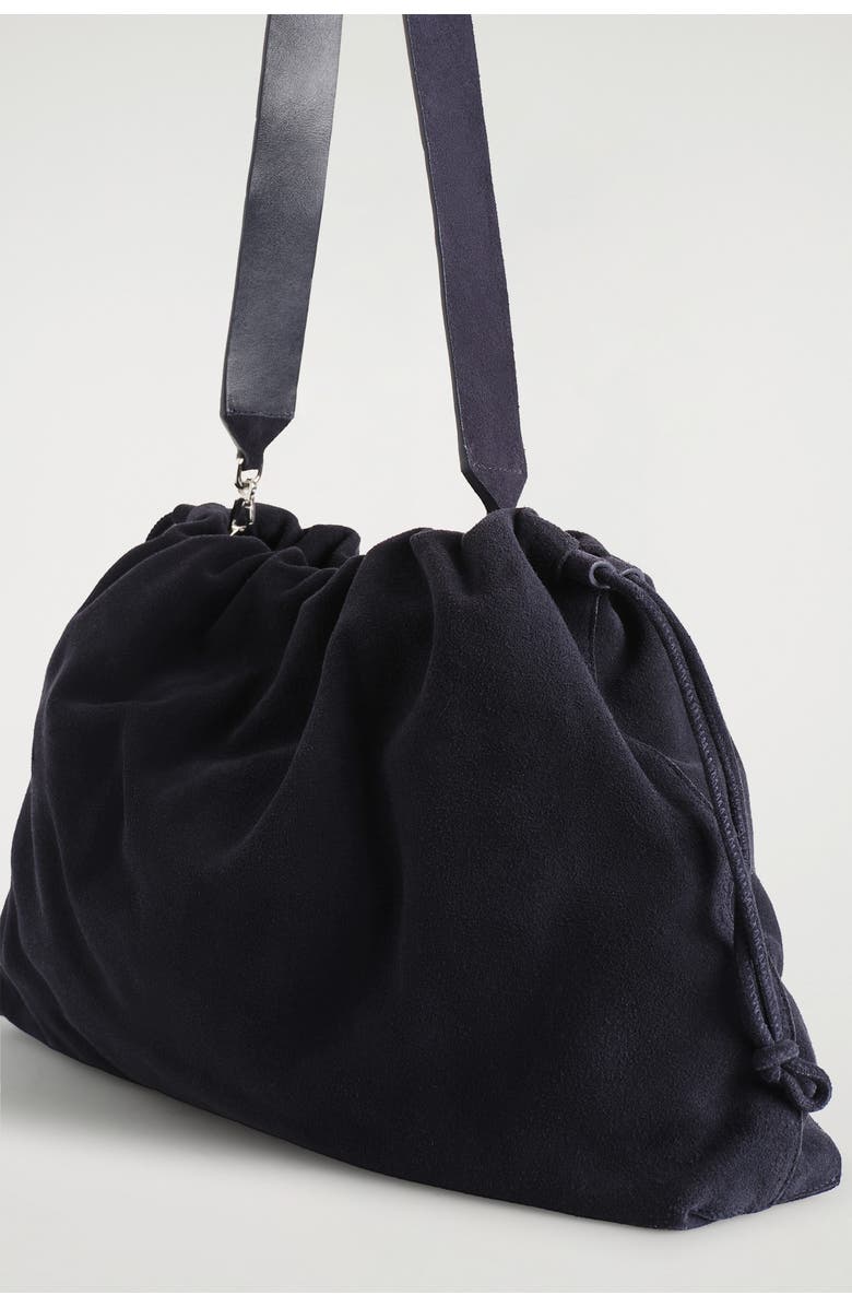 COS Cavatelli Clutch Bag - Suede, Alternate, color, Navy