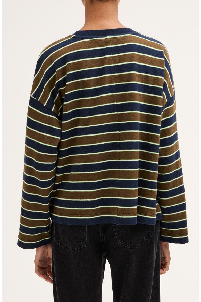 Easy Stripe Long Sleeve Top, Alternate, color, DARK OLIVE STRIPE