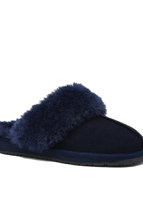 Suede Furry Lined Indoor Outdoor Slippers