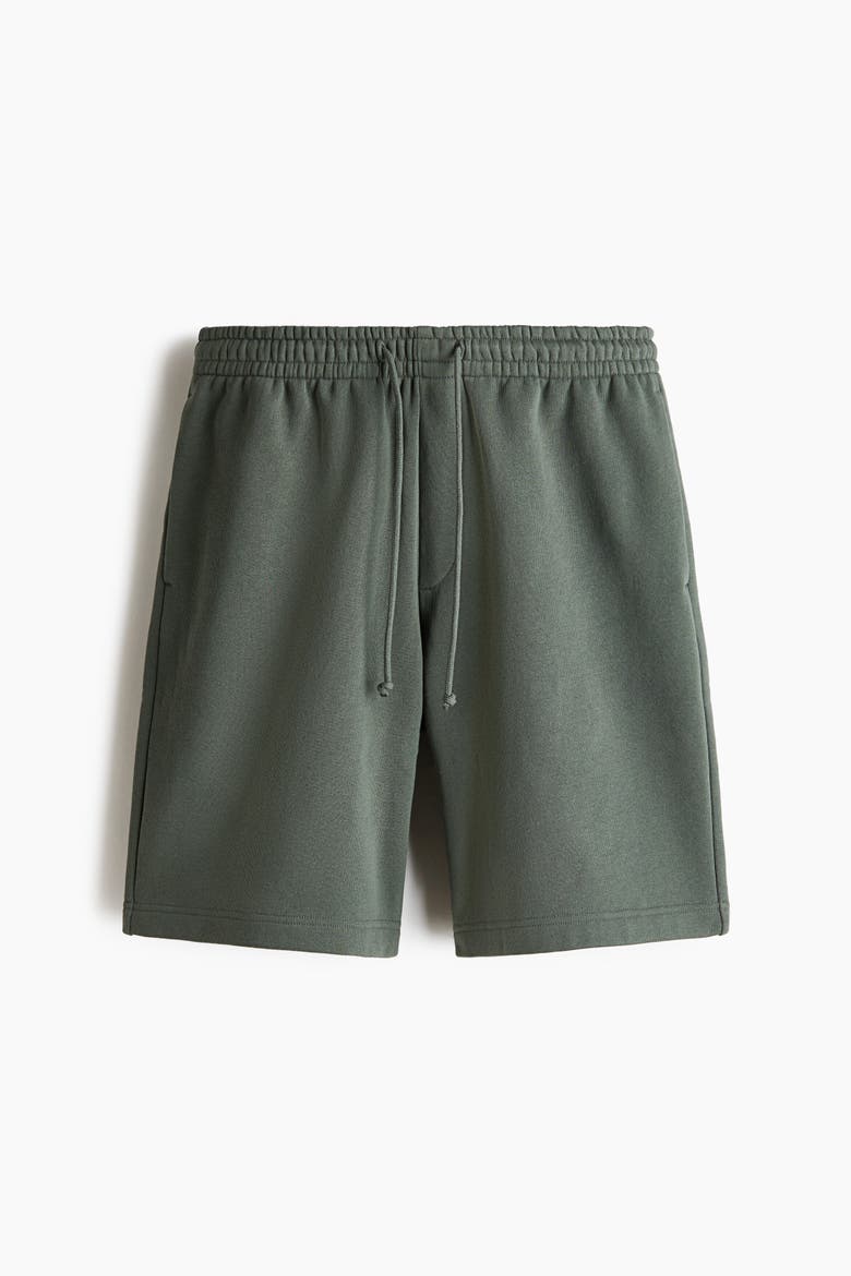 Relaxed Fit Cotton Shorts, Main, color, Dark dusty green
