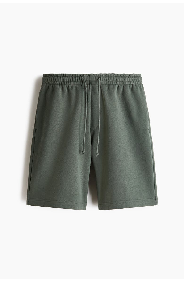 H&M Relaxed Fit Cotton Shorts, Main, color, Dark Dusty Green