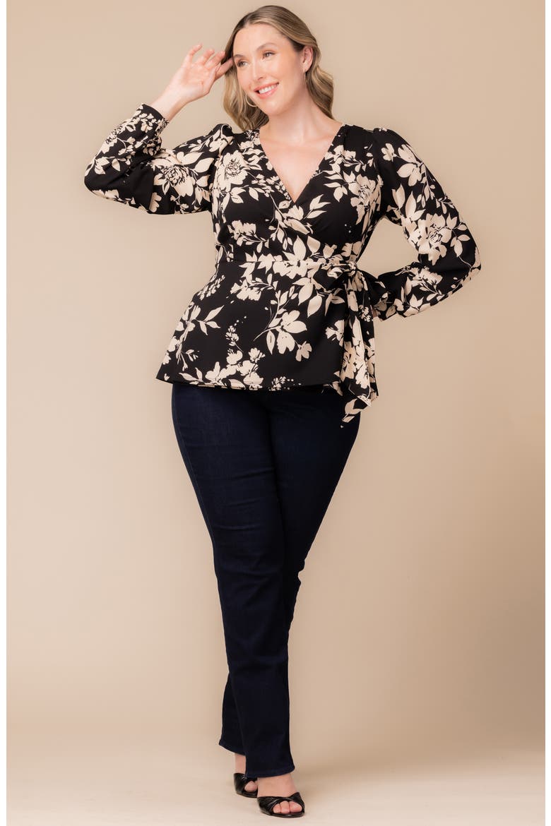 Natasha Print Wrap Top, Alternate, color, VINTAGE IVORY FLORALS