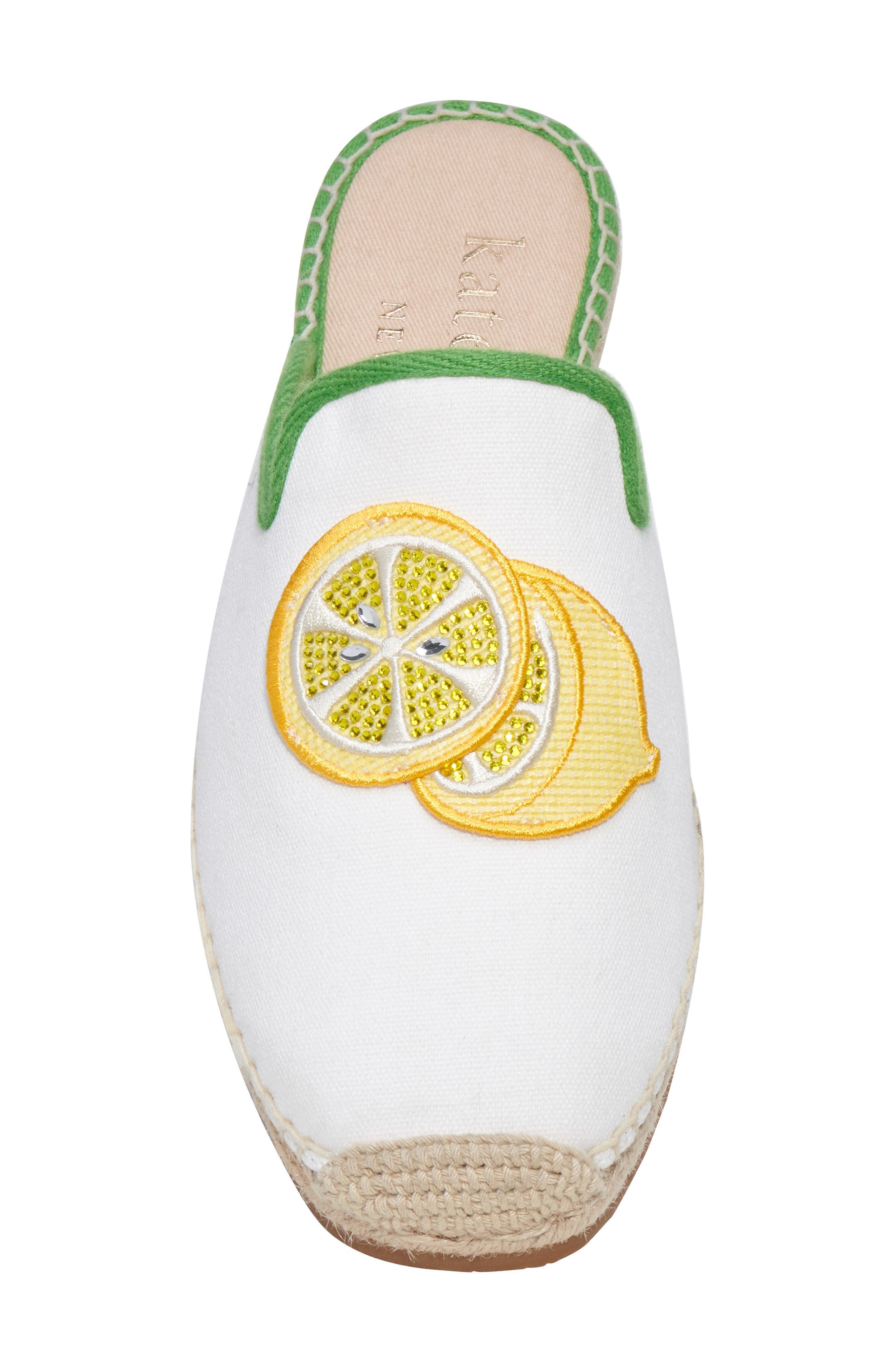 Kate Spade New York azura lemons espadrille mule, Alternate, color, True White/ Ks Green