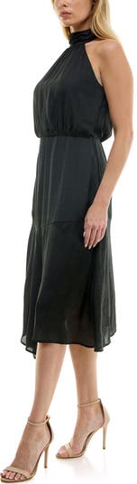 Tiered Satin Midi Dress