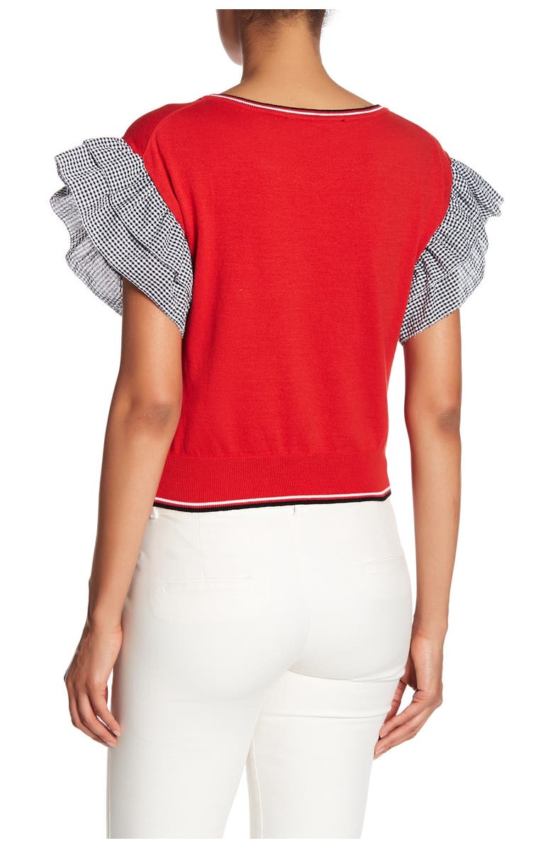 Vertigo Paris Gingham Ruffle Cap Sleeve Top, Alternate, color,