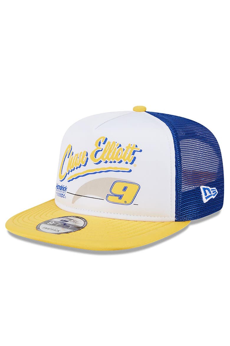 Men's New Era Blue Chase Elliott  9FIFTY A-Frame Retro Script Snapback Hat, Main, color, Blue