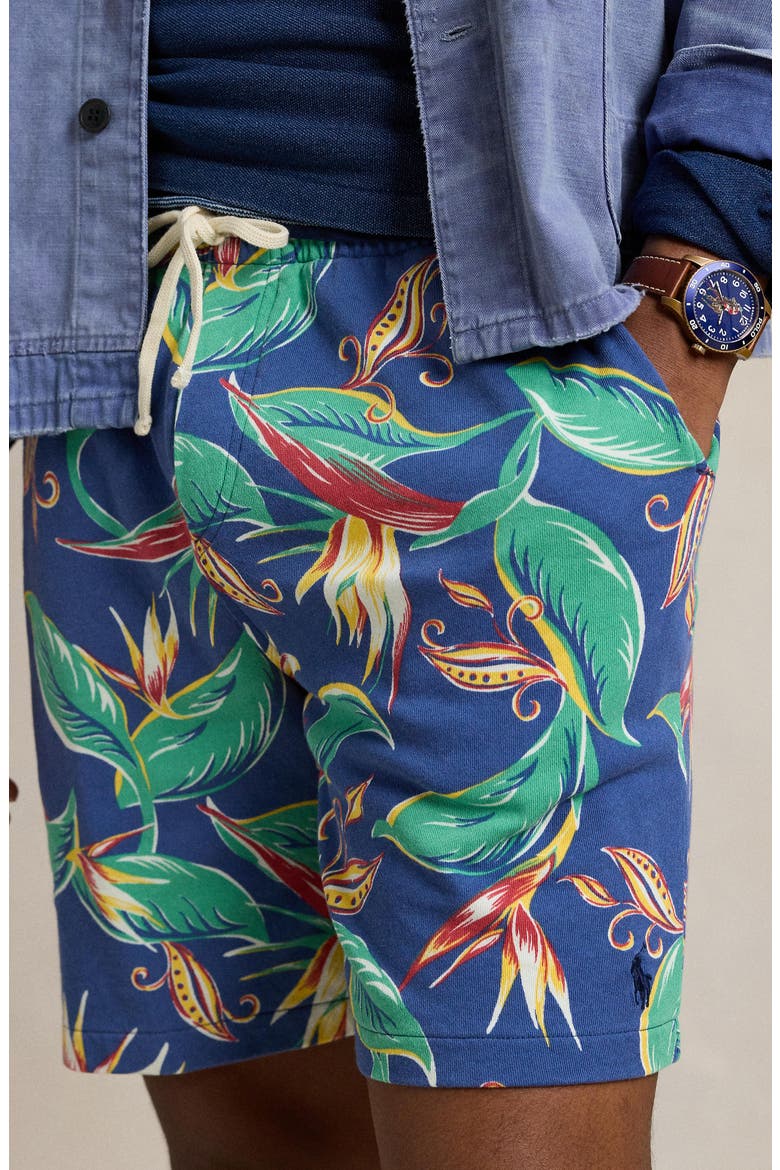 Spa Floral French Terry Drawstring Shorts, Alternate, color, BIRDS OF PARADISE FLORAL